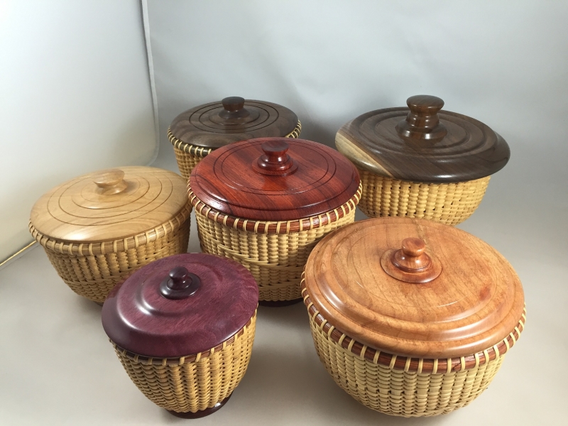 Nantucket Baskets with turned base and lid